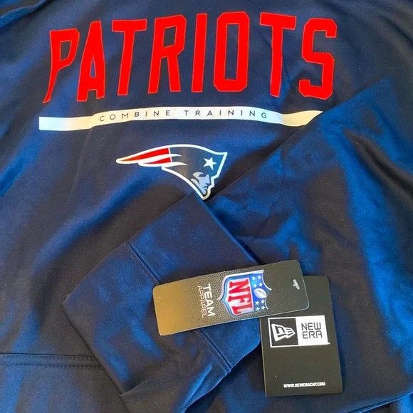 NWT [New Era] New England Patriots Navy Fleece NFL Pullover Hoodie Mens L or XXL - Picture 8 of 12